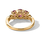 Luxuriant - Radiant Ember Garnet & Lab Grown Diamond (SI-G-H) Trilogy Ring in 18K Vermeil Yellow Gold Plated Sterling Silver 2.24 Ct.