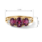 Luxuriant - Radiant Ember Garnet & Lab Grown Diamond (SI-G-H) Trilogy Ring in 18K Vermeil Yellow Gold Plated Sterling Silver 2.24 Ct.