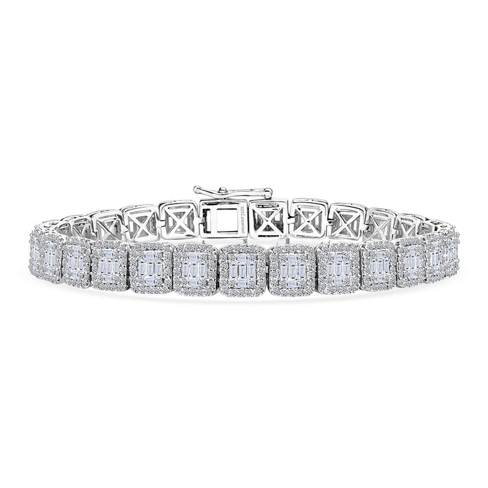 LUXURIANT 4 Ct. Lab Grown Diamond Bracelet (Size - 7.5) with GB Box Clasp in Rhodium Overlay Sterling Silver, SGL Certified (SI-GH) 8521065 1