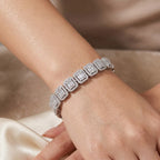 Luxuriant - SGL Certified SI-GH Lab Grown Diamond Bracelet (Size - 7.5) in Rhodium Overlay Sterling Silver 4.06 Ct, Silver Wt. 16.50 Gms