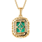 Luxuriant AAAA Lab Grown Columbian Emerald & Lab Grown Diamond Pendant SI-GH  with Chain (Size 20) in 18K Vermeil Yellow Gold Plated Sterling Silver 1.84 Ct.