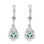 Luxuriant Lab Grown AAAA Colombian Emerald & Lab Grown Diamond (Si-GH) Pear Cut Earrings in Rhodium Overlay Sterling Silver 1.34 Ct.