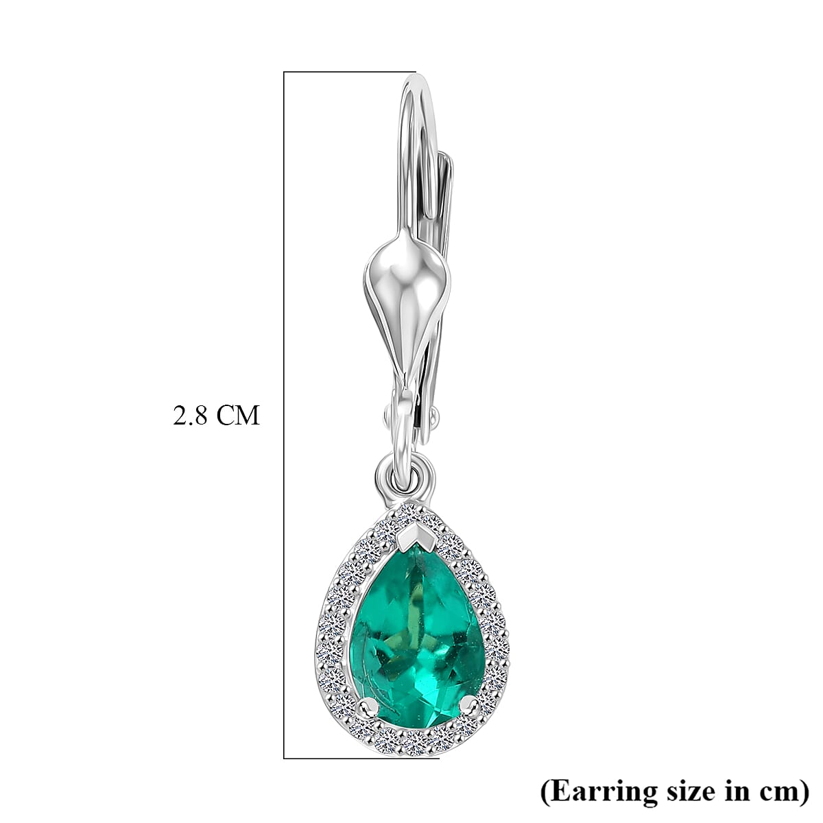 LUXURIANT Lab Grown AAAA Colombian Emerald, Lab Grown Diamond (SI-GH) Drop Earrings in Rhodium Overlay Sterling Silver 1.34 Ct. 8500853 6