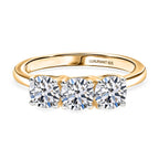 Luxuriant SI-G-H Lab Grown Diamond 3 Stone Ring in 18K Vermeil Yellow Gold Plated Sterling Silver 1.55 Ct.