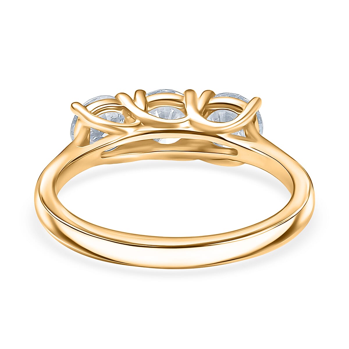 LUXURIANT 1.5 Ct. Lab Grown Diamond 3-Stone Ring in 18K Vermeil Yellow Gold Plated Sterling Silver (SI-G-H) 8349474 5