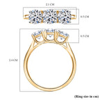 Luxuriant SI-G-H Lab Grown Diamond 3 Stone Ring in 18K Vermeil Yellow Gold Plated Sterling Silver 1.55 Ct.