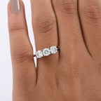 Luxuriant SI-G-H Lab Grown Diamond 3 Stone Ring in Rhodium Overlay Sterling Silver 1.55 Ct.