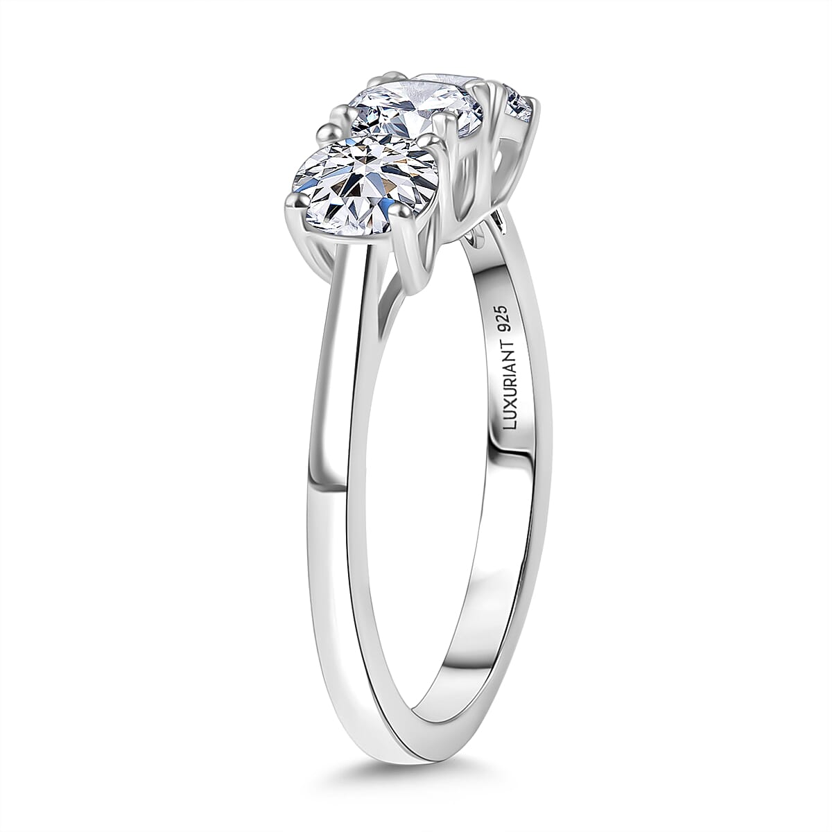 LUXURIANT 1.5 Ct. Lab Grown Diamond 3-Stone Ring in Rhodium Overlay Sterling Silver  (SI-G-H) V32627715 4