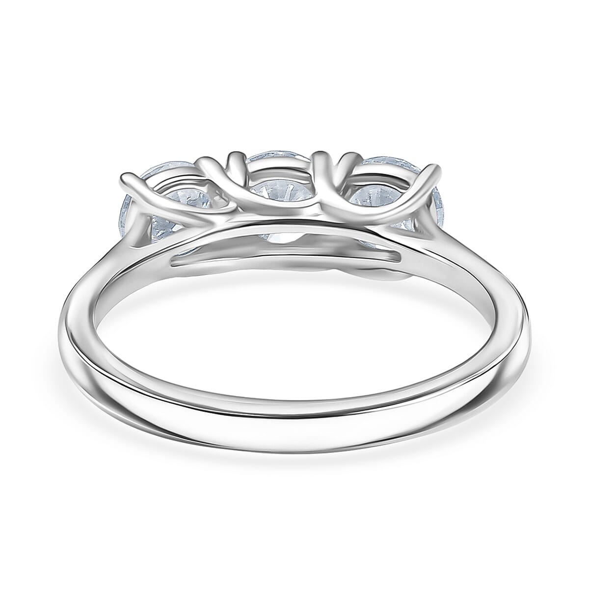 LUXURIANT 1.5 Ct. Lab Grown Diamond 3-Stone Ring in Rhodium Overlay Sterling Silver  (SI-G-H) V32627715 5