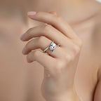 Luxuriant SI-G-H Lab Grown Diamond Bypass Ring in Rhodium Overlay Sterling Silver 0.50 Ct.