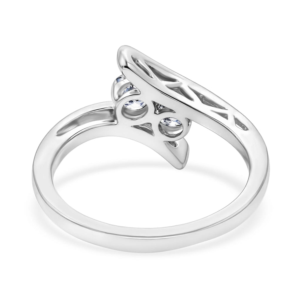 Luxuriant SI-G-H Lab Grown Diamond Bypass Ring in Rhodium Overlay Sterling Silver 0.50 Ct.