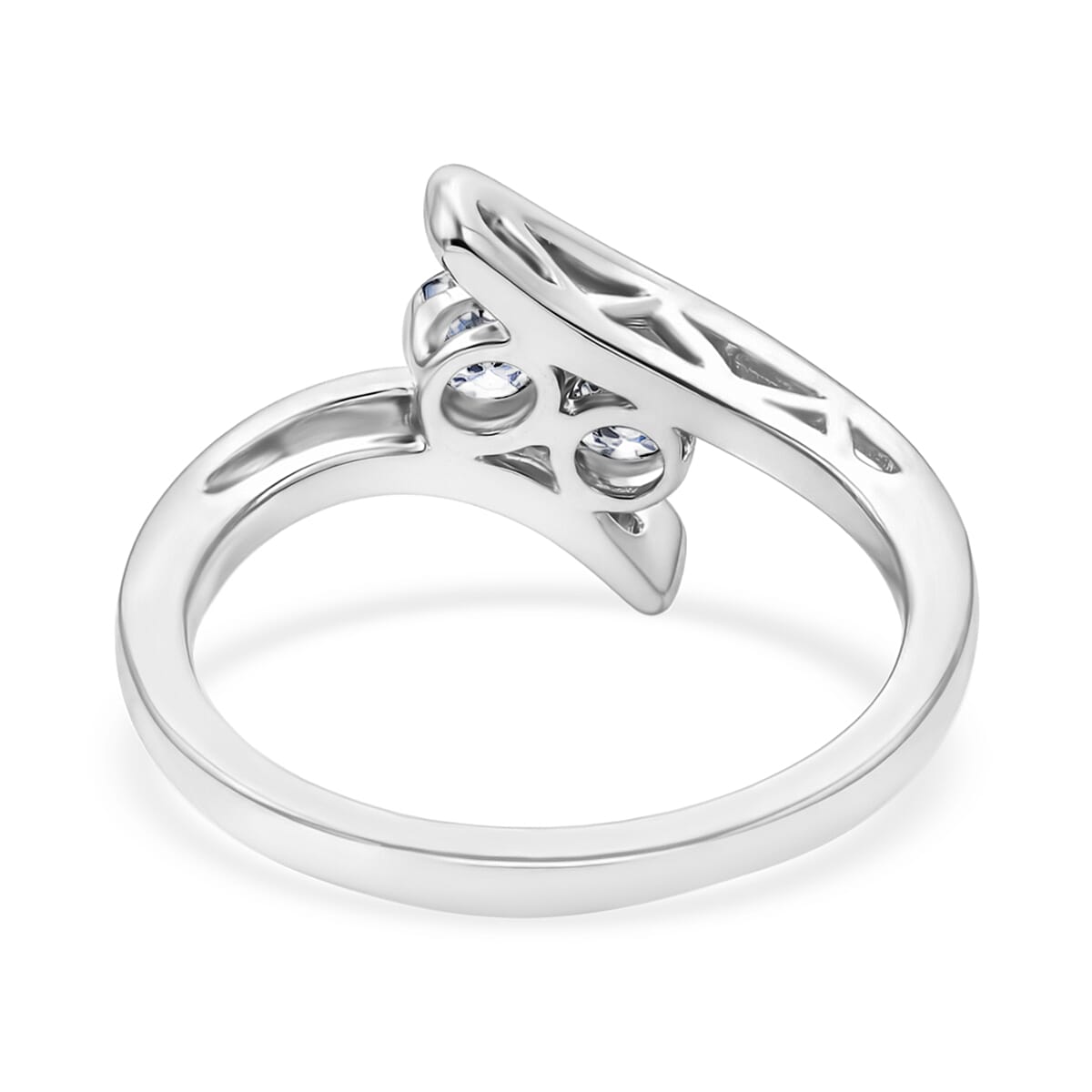 LUXURIANT 0.5 Ct. Lab Grown Diamond Bypass Ring in Rhodium Overlay Sterling Silver (SI-G-H) 8493807 5
