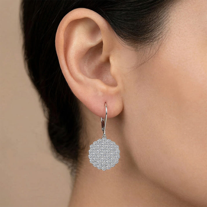 LUXURIANT 3 Ct. Lab Grown Diamond Cluster Earring with Lever Back in Rhodium Overlay Sterling Silver (SI-G-H) 8502355 2