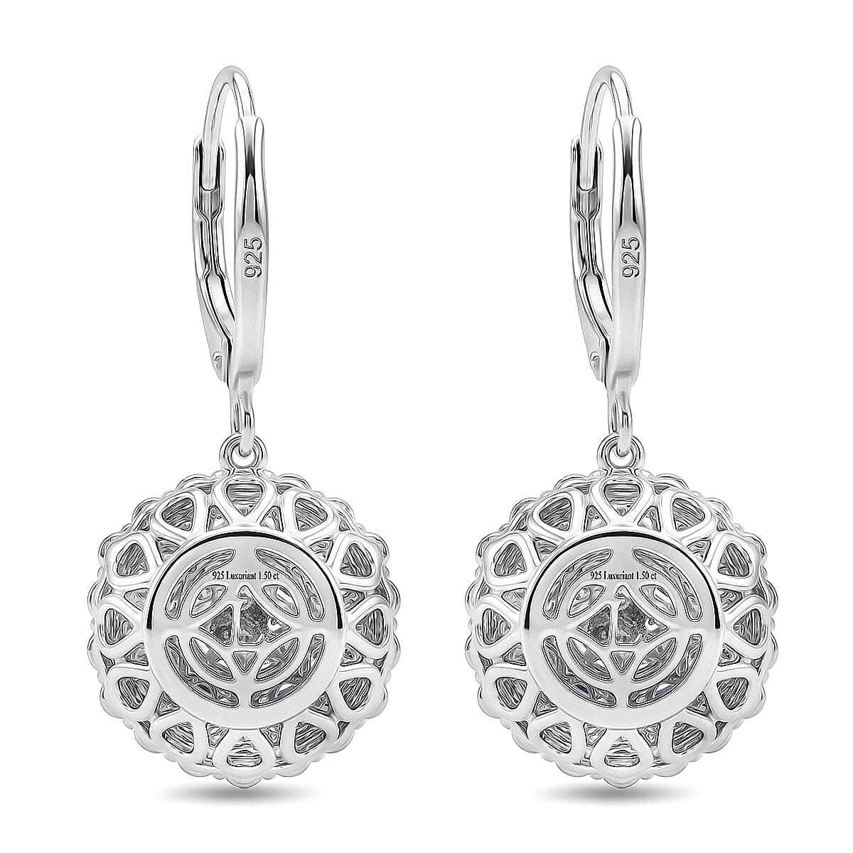 LUXURIANT 3 Ct. Lab Grown Diamond Cluster Earring with Lever Back in Rhodium Overlay Sterling Silver (SI-G-H) 8502355 5