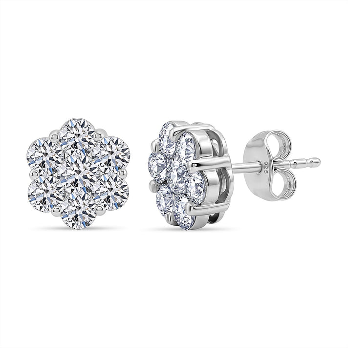 LUXURIANT 2 Ct. Lab Grown Diamond Pressure Set Earring in Rhodium Plated Sterling Silver (SI-G-H) 8548557 1