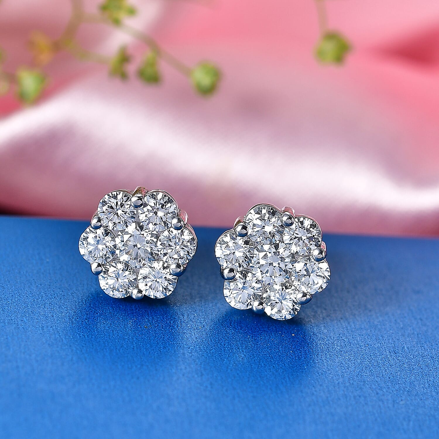 LUXURIANT 2 Ct. Lab Grown Diamond Pressure Set Earring in Rhodium Plated Sterling Silver (SI-G-H) 8548557 3