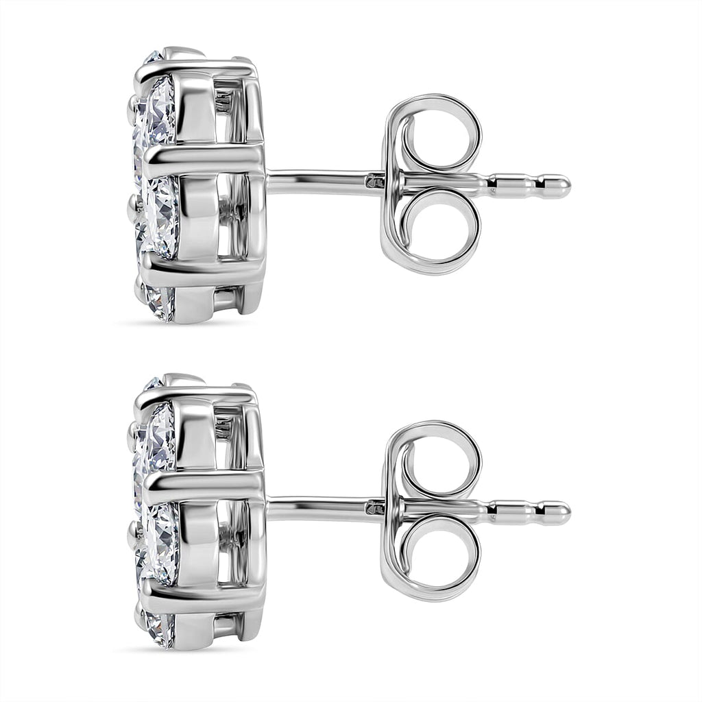 Luxuriant - Lab Grown Diamond ( SI-G-H ) Pressure Set Earring in Rhodium Sterling Silver 2.00 Ct.