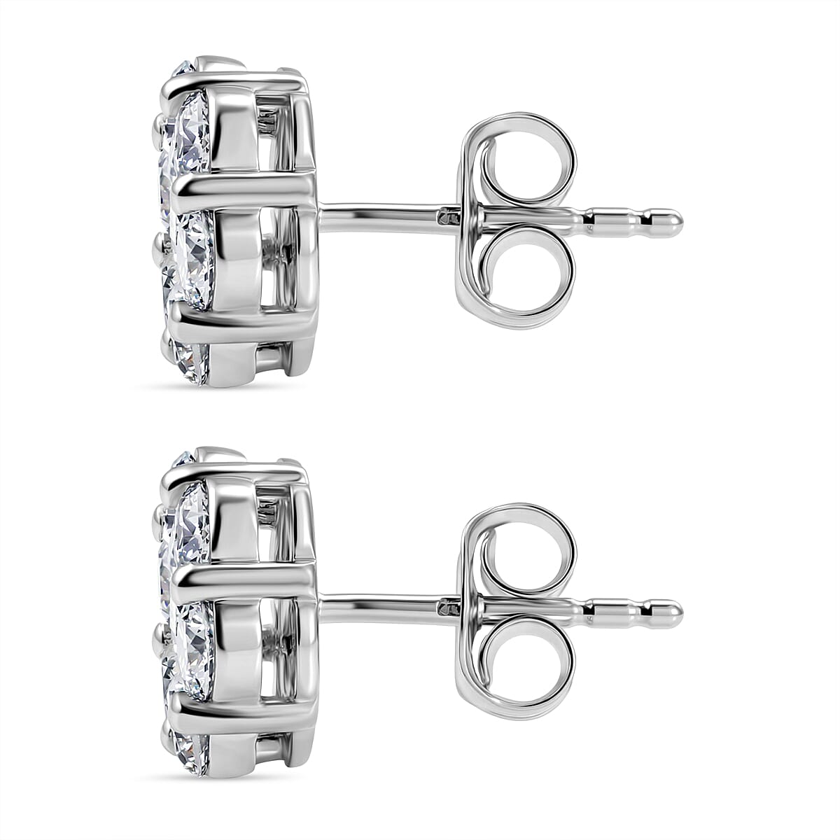 LUXURIANT 2 Ct. Lab Grown Diamond Pressure Set Earring in Rhodium Plated Sterling Silver (SI-G-H) 8548557 4