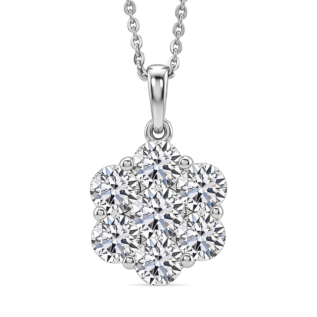 Luxuriant - Lab Grown Diamond (SI-G-H) Pressure Set Pendant with Chain (Size 20) in Rhodium Overlay Sterling Silver 2.00 Ct. 4475678 0