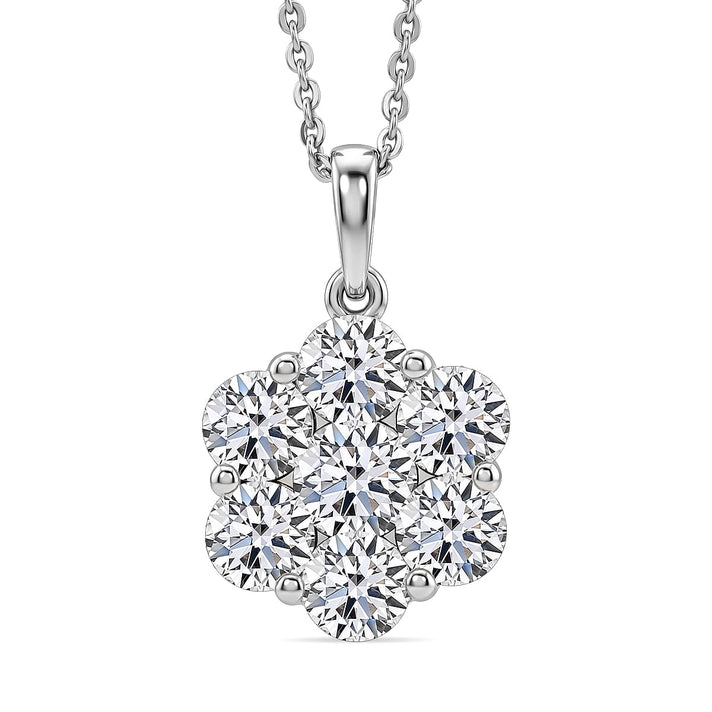 Luxuriant - Lab Grown Diamond (SI-G-H) Pressure Set Pendant with Chain (Size 20) in Rhodium Overlay Sterling Silver 2.00 Ct. 4475678 1
