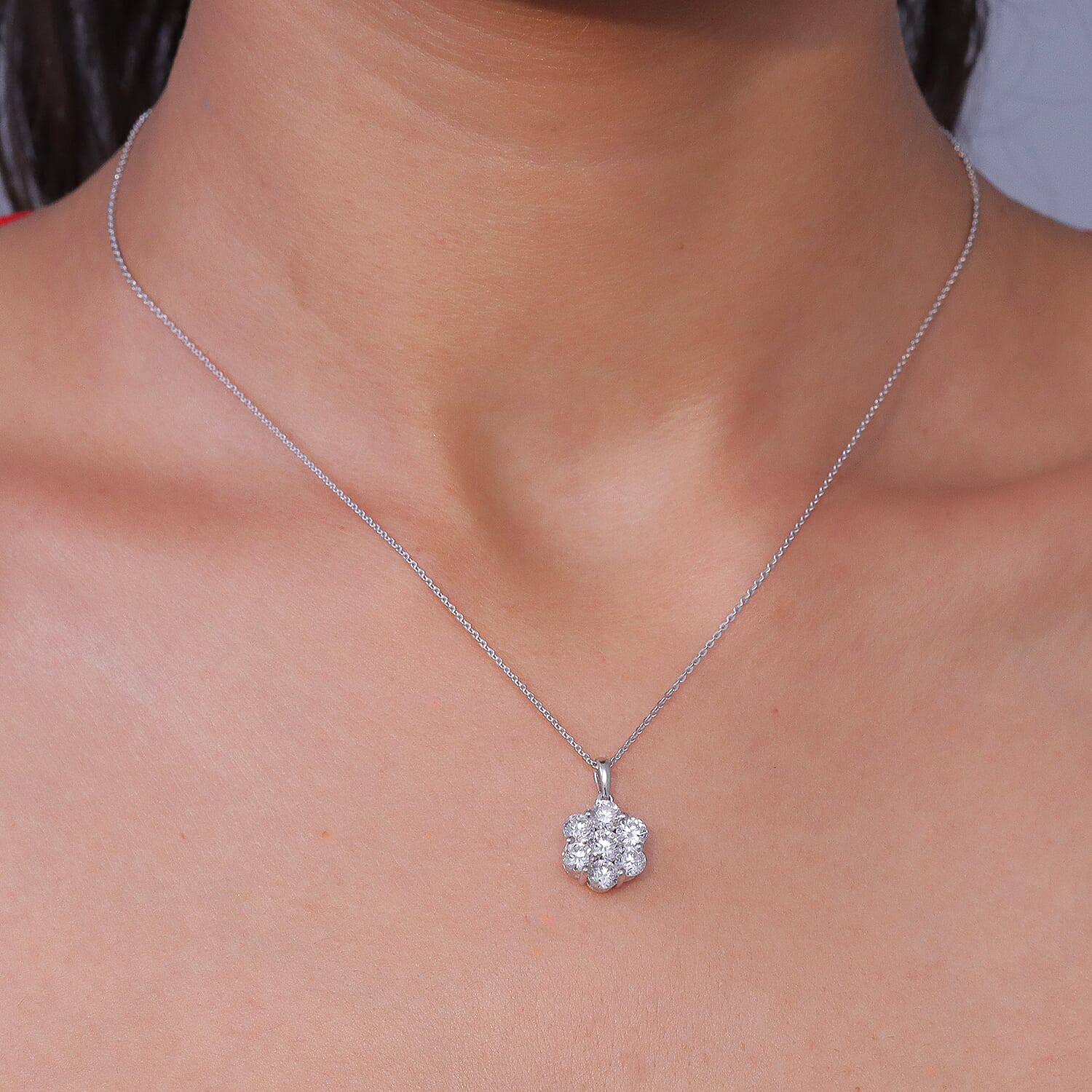 Luxuriant - Lab Grown Diamond (SI-G-H) Pressure Set Pendant with Chain (Size 20) in Rhodium Overlay Sterling Silver 2.00 Ct. 4475678 2
