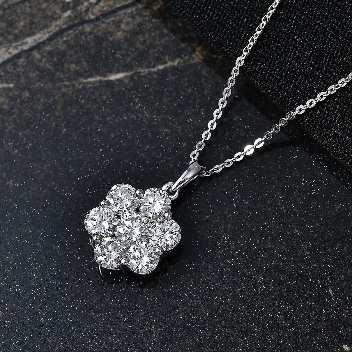 Luxuriant - Lab Grown Diamond (SI-G-H) Pressure Set Pendant with Chain (Size 20) in Rhodium Overlay Sterling Silver 2.00 Ct. 4475678 3