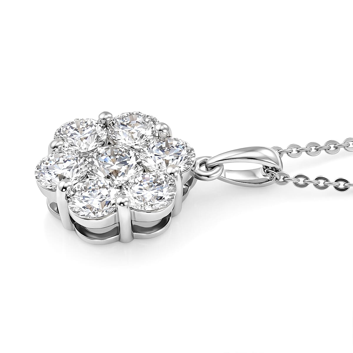 Luxuriant - Lab Grown Diamond (SI-G-H) Pressure Set Pendant with Chain (Size 20) in Rhodium Overlay Sterling Silver 2.00 Ct. 4475678 4