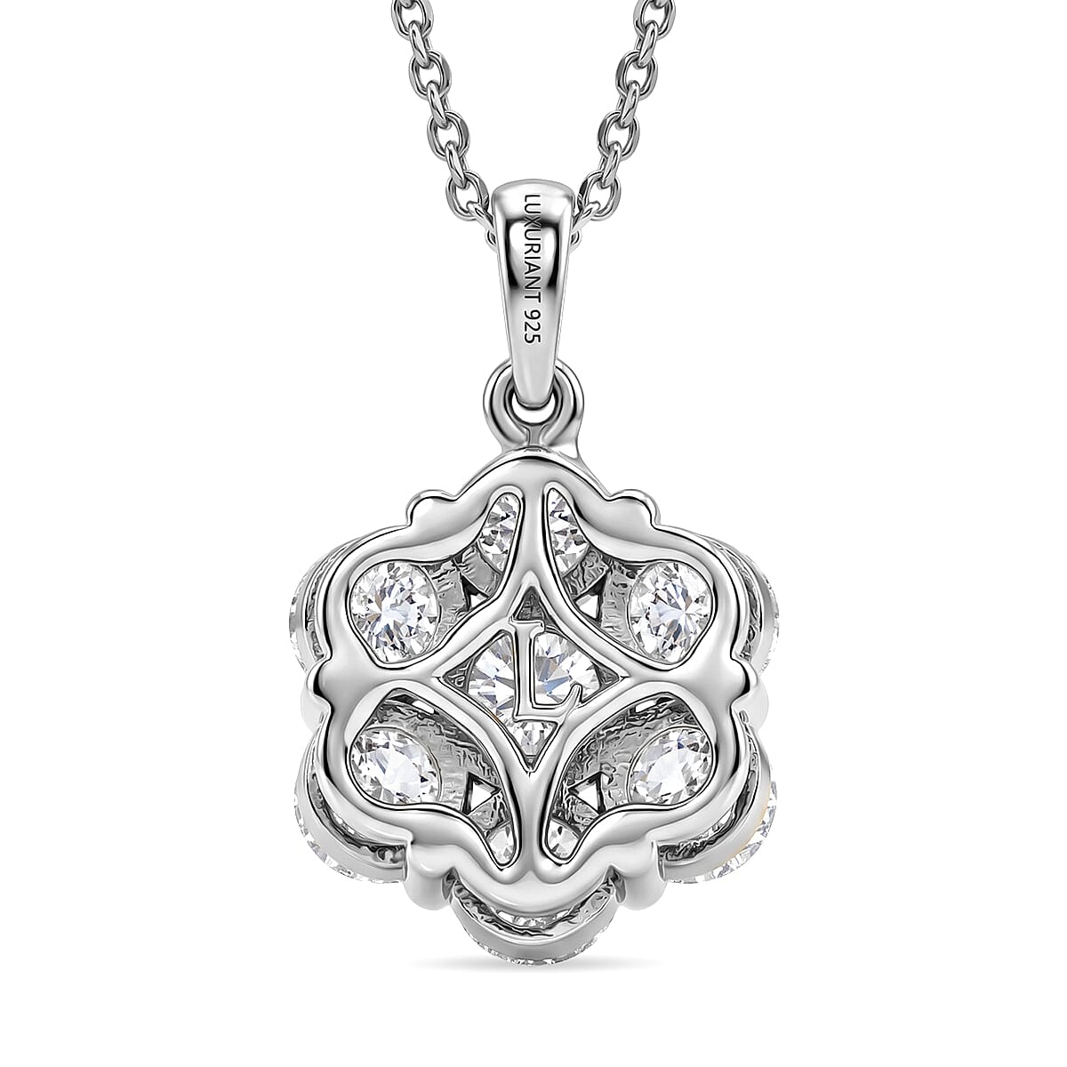 Luxuriant - Lab Grown Diamond (SI-G-H) Pressure Set Pendant with Chain (Size 20) in Rhodium Overlay Sterling Silver 2.00 Ct. 4475678 5