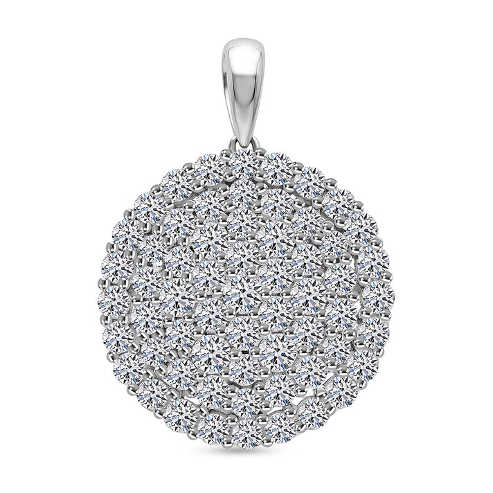 LUXURIANT 3 Ct. Lab Grown Diamond Cluster Round Pendant in Rhodium Overlay Sterling Silver (SI-G-H) 8502099 1