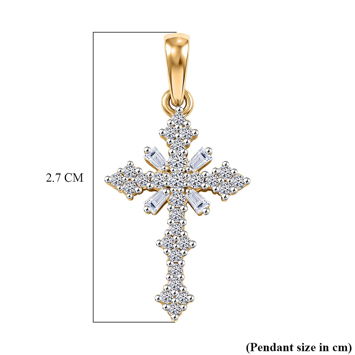 Luxuriant SI-G-H Lab Grown Diamond Cross Pendant in 18K Vermeil Yellow Gold Plated Sterling Silver 8498615 6