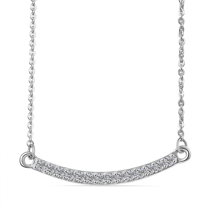 LUXURIANT Lab Grown Diamond Line Necklace (Size - 20) with Lobster Clasp in Rhodium Overlay Sterling Silver (SI-G-H) 8448504 1