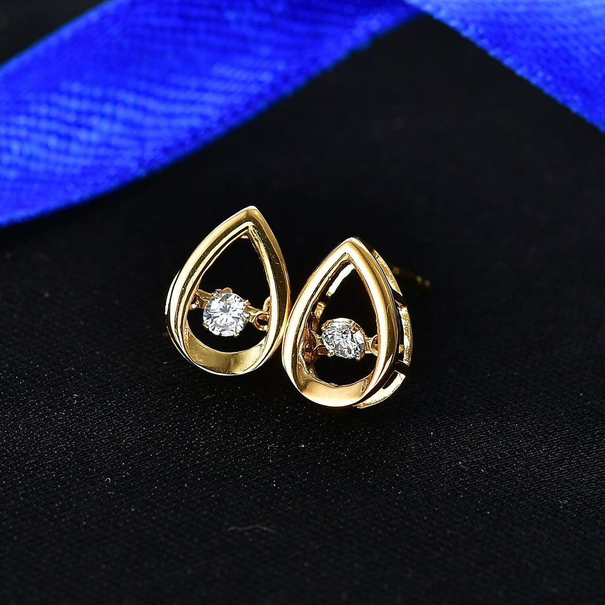LUXURIANT Lab Grown Diamond Drop Stud Earring with Push Back in 18K Vermeil Yellow Gold Over Sterling Silver (SI-G-H) 8466148 3