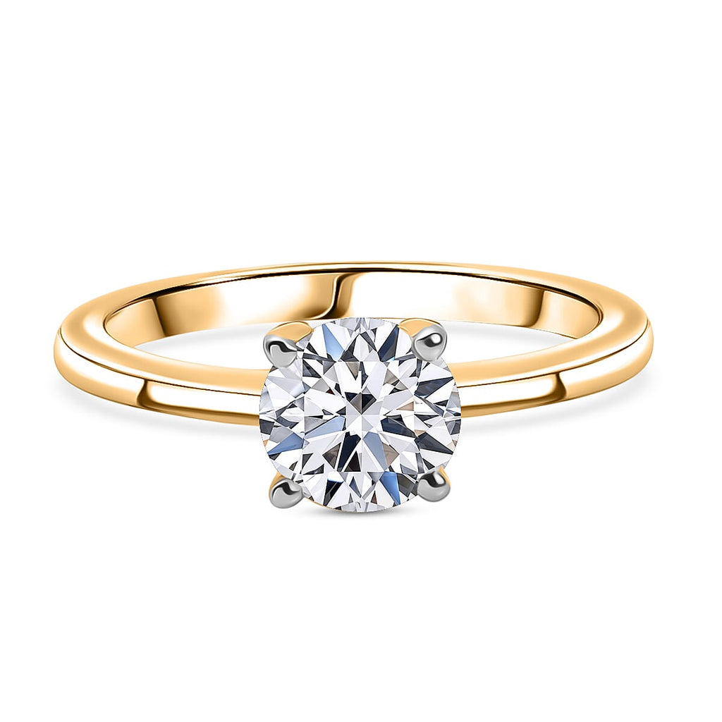 Luxuriant SI-G-H Lab Grown Diamond Solitaire Ring in 18K Vermeil Yellow Gold Plated Sterling Silver 1.09 Ct.