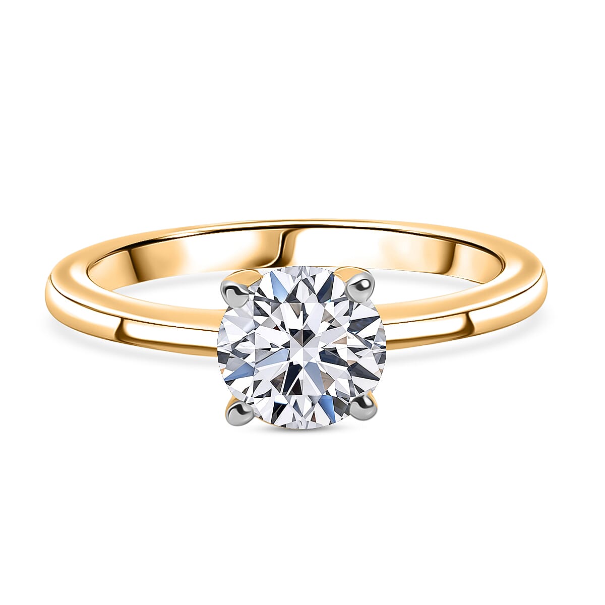 LUXURIANT 1 Ct. Lab Grown Diamond Solitaire Ring in 18K Vermeil Yellow Gold Plated Sterling Silver (SI-G-H) 8350029 0