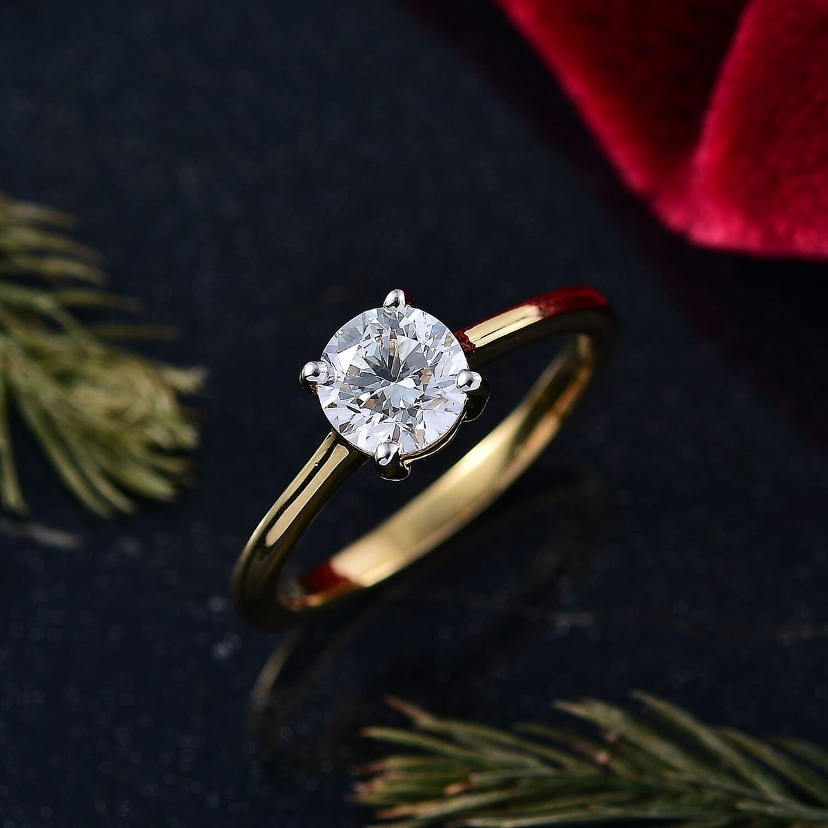 LUXURIANT 1 Ct. Lab Grown Diamond Solitaire Ring in 18K Vermeil Yellow Gold Plated Sterling Silver (SI-G-H) 8350029 2