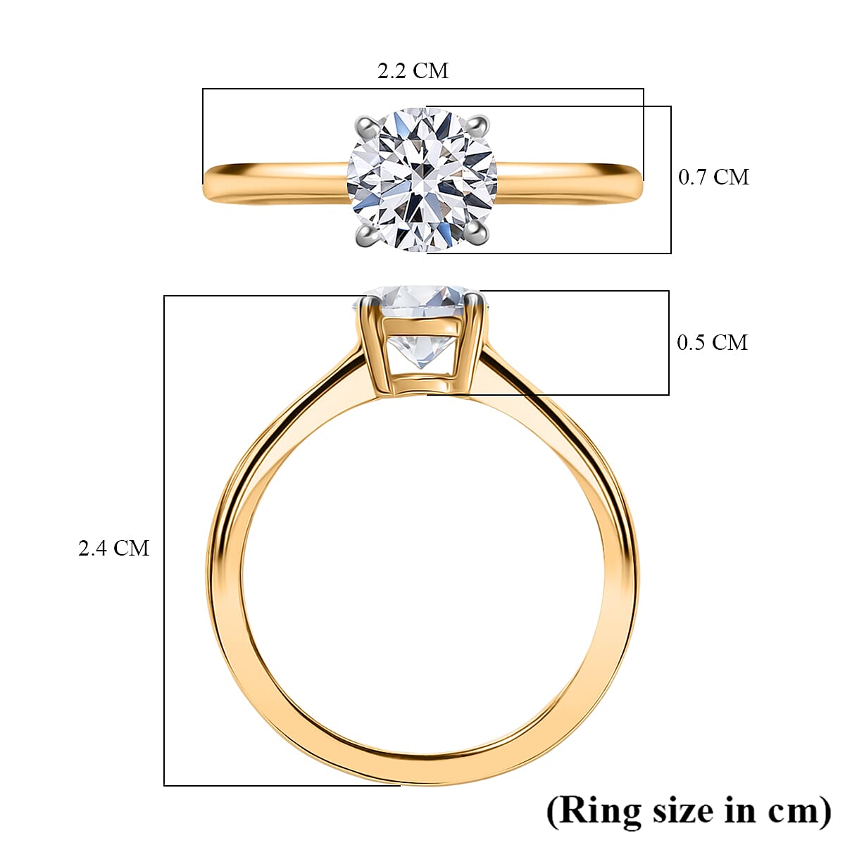 LUXURIANT 1 Ct. Lab Grown Diamond Solitaire Ring in 18K Vermeil Yellow Gold Plated Sterling Silver (SI-G-H) 8350029 6