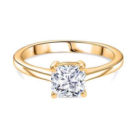 LUXURIANT 1 Ct. Lab Grown Diamond Solitaire Ring in 18K Vermeil Yellow Gold Over Sterling Silver (SI-G-H) 8510269 1