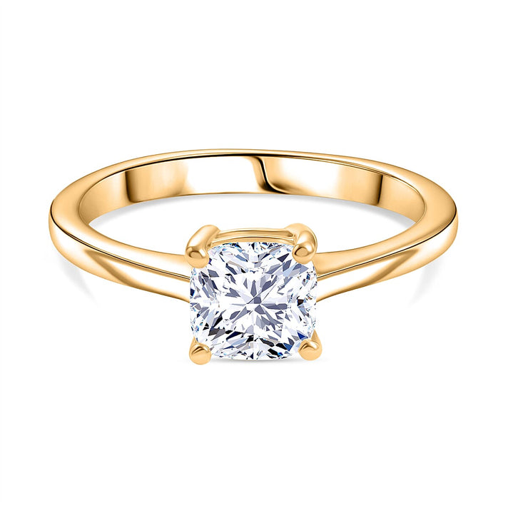 LUXURIANT 1 Ct. Lab Grown Diamond Solitaire Ring in 18K Vermeil Yellow Gold Over Sterling Silver (SI-G-H) 8510269 1