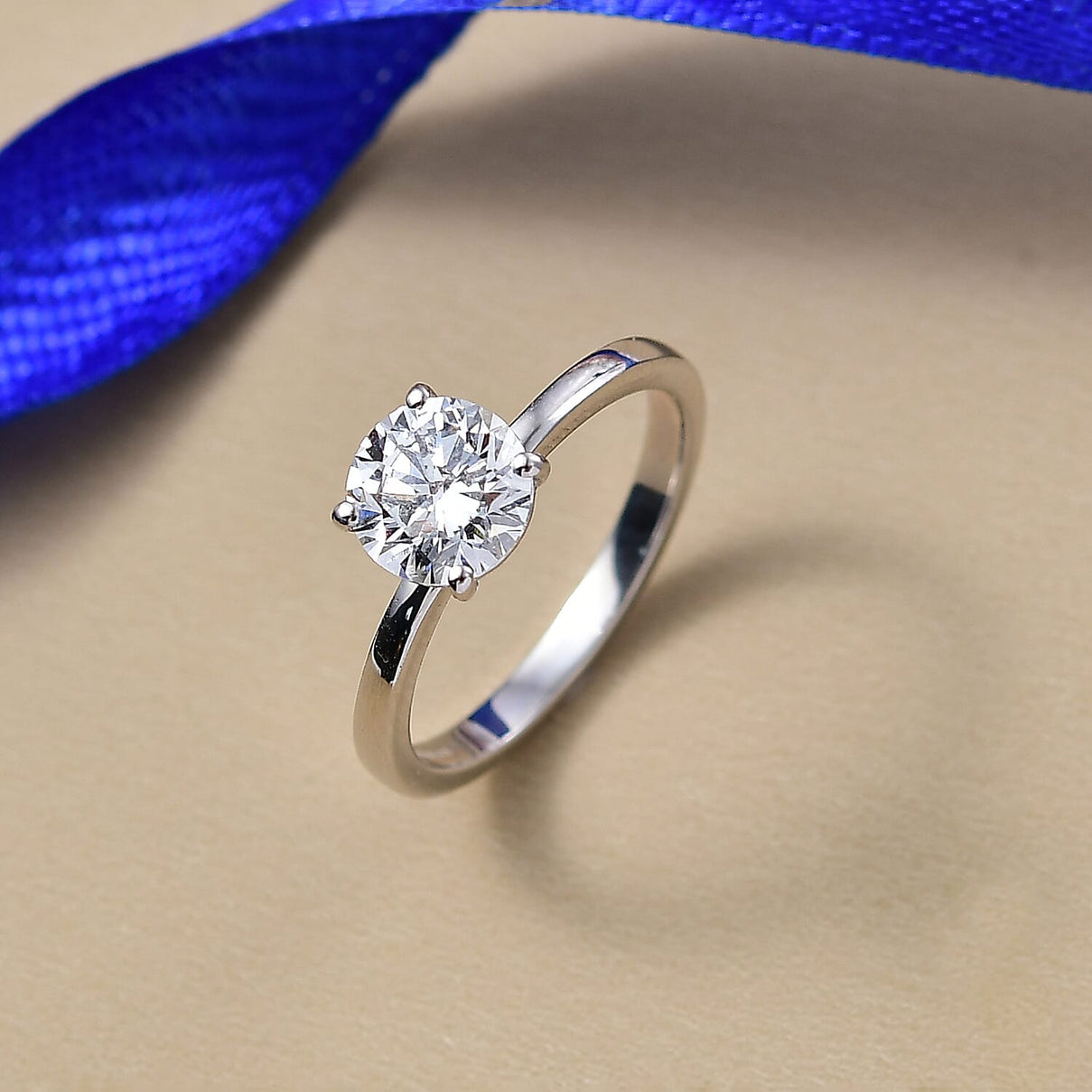 LUXURIANT 1.5 Ct. Lab Grown Diamond Solitaire Ring in Rhodium Overlay Sterling Silver (SI-G-H) 8350038 2