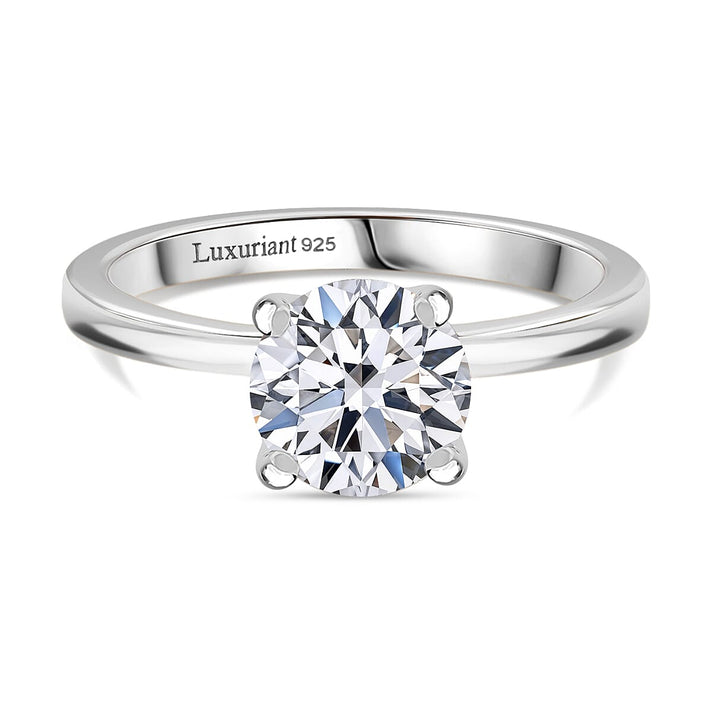 LUXURIANT 1.5 Ct. Lab Grown Diamond Solitaire Ring in Rhodium Overlay Sterling Silver (SI-G-H) 8350039 1