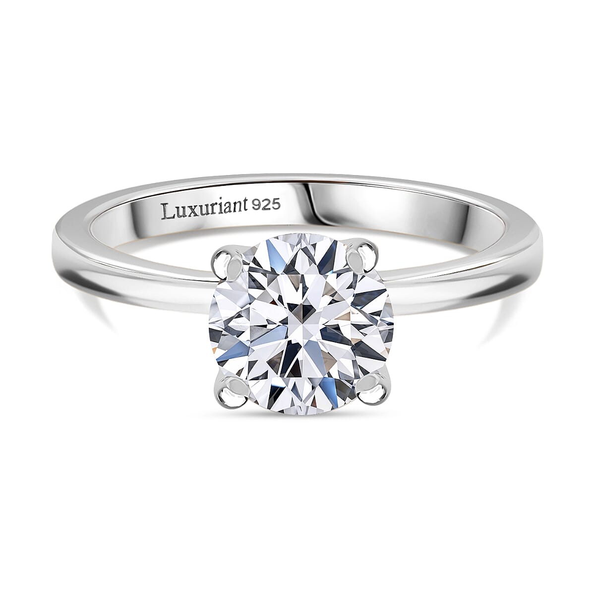 LUXURIANT 1.5 Ct. Lab Grown Diamond Solitaire Ring in Rhodium Overlay Sterling Silver (SI-G-H) 8350042 0