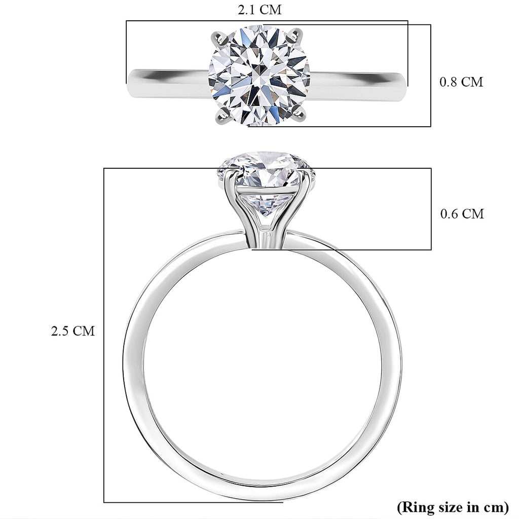 Luxuriant SI-G-H Lab Grown Diamond Solitaire Ring in Rhodium Overlay Sterling Silver 1.52 Ct.