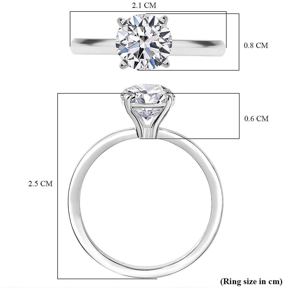 LUXURIANT 1.5 Ct. Lab Grown Diamond Solitaire Ring in Rhodium Overlay Sterling Silver (SI-G-H) 8350042 6