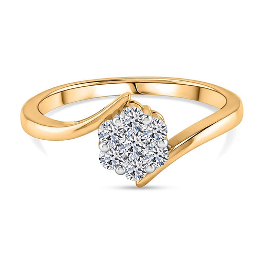 Luxuriant SI-G-H Lab Grown Diamond Bypass Cluster Ring in Yellow Gold Plated Sterling Silver