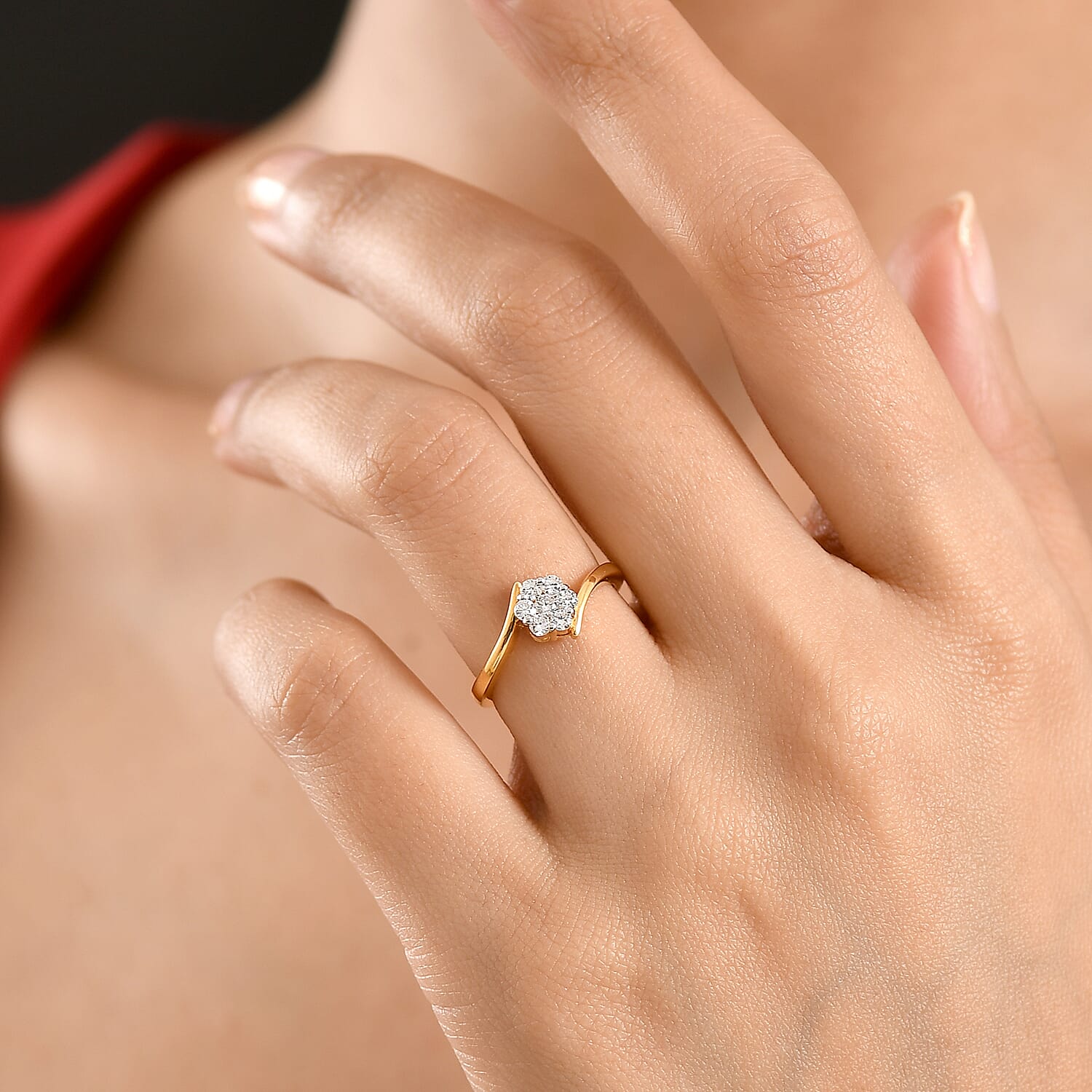 LUXURIANT Lab Grown Diamond Bypass Cluster Ring in Yellow Gold Plated Sterling Silver (SI-G-H) 8493538 2
