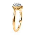Luxuriant SI-G-H Lab Grown Diamond Bypass Cluster Ring in Yellow Gold Plated Sterling Silver