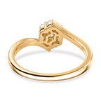 Luxuriant SI-G-H Lab Grown Diamond Bypass Cluster Ring in Yellow Gold Plated Sterling Silver