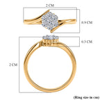 Luxuriant SI-G-H Lab Grown Diamond Bypass Cluster Ring in Yellow Gold Plated Sterling Silver