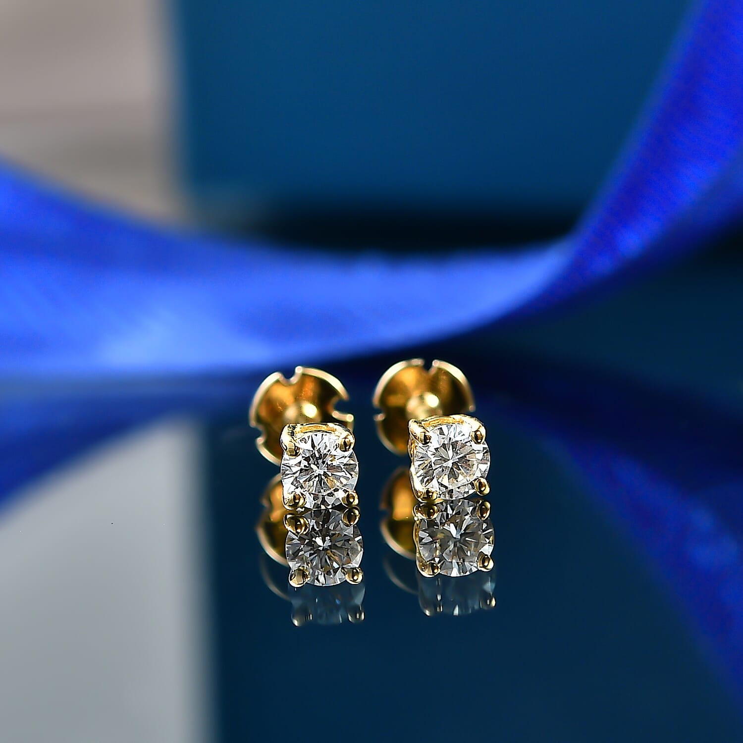 LUXURIANT Lab Grown Diamond Solitaire Stud Screw Back Earring in 18K Vermeil Yellow Gold Plated Sterling Silver 0.22 Ct. (SI-G-H) 8507930 3