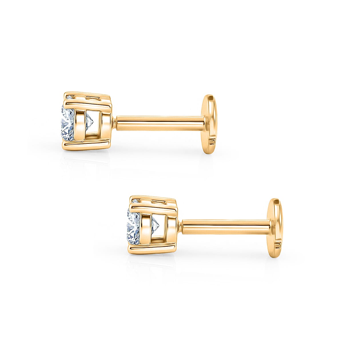 LUXURIANT Lab Grown Diamond Solitaire Stud Screw Back Earring in 18K Vermeil Yellow Gold Plated Sterling Silver 0.22 Ct. (SI-G-H) 8507930 4